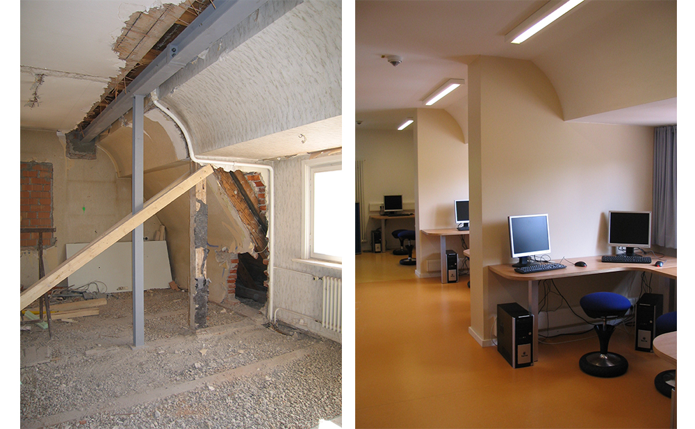 Vorher- Nachhervergleich Klassenzimmer Wirtschaftsschule in Dachau